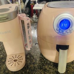 BEAUTIFUL  PINK KEURIG COFFEE MAKER AND PINK AIR FRYER $60