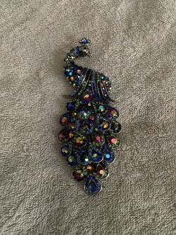 CARA New York Colorful Gemstone Peacock Broach