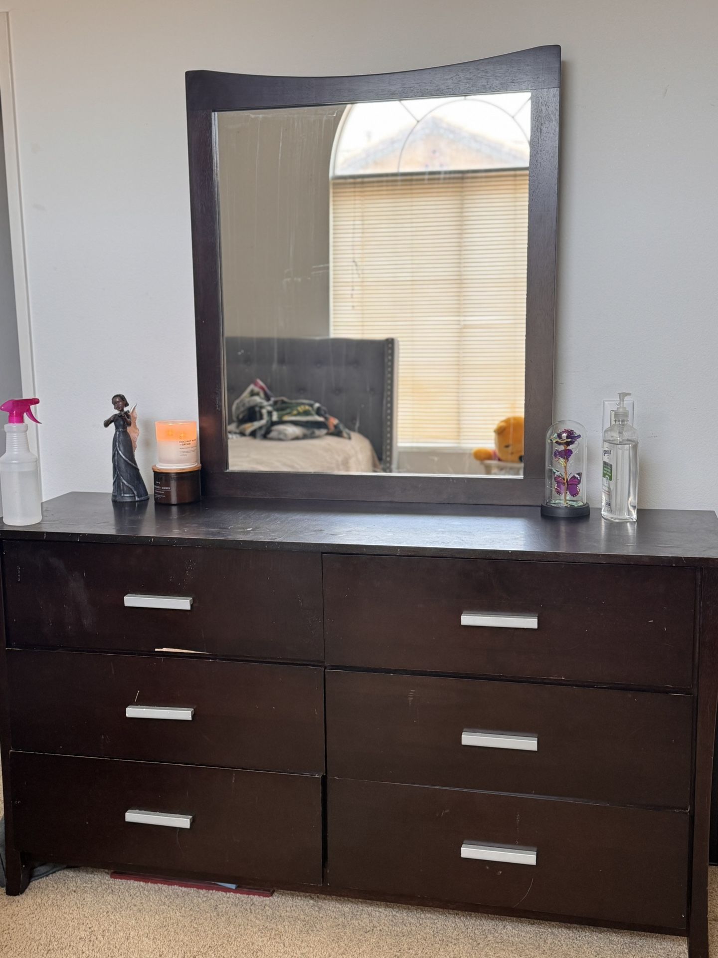 Wooden Dresser w/Mirror