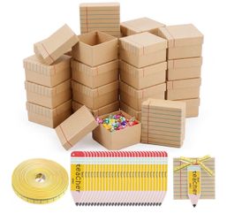 Chivertion 22 Pack Teacher Appreciation Gifts Mini Jewelry Travel Case Paper Mache Gift Boxes with Pencil Tags Lined Notebook Design for Back to Schoo