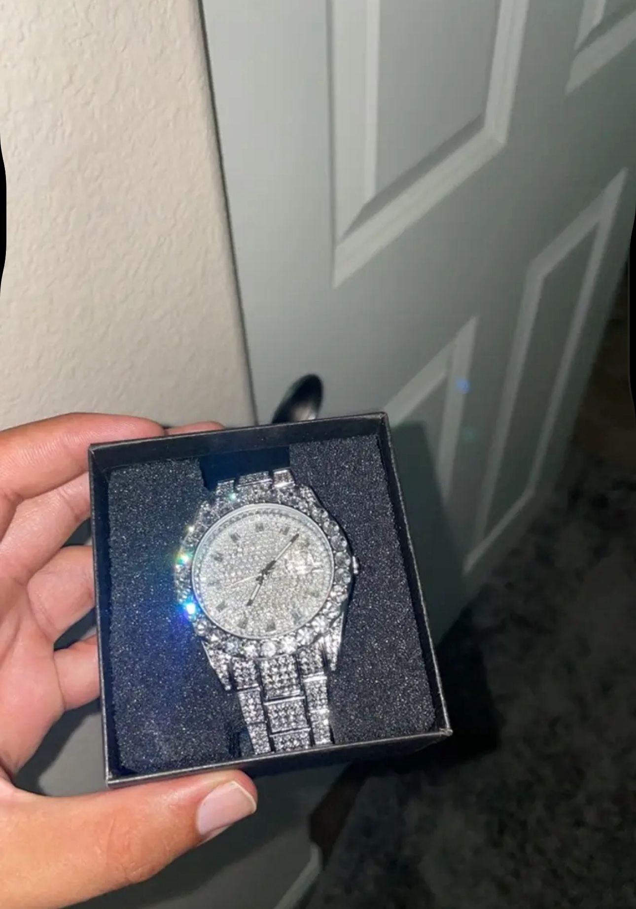 Moissanite Diamond Watch Iced Out Men's Wrist Watch Stainless Steel