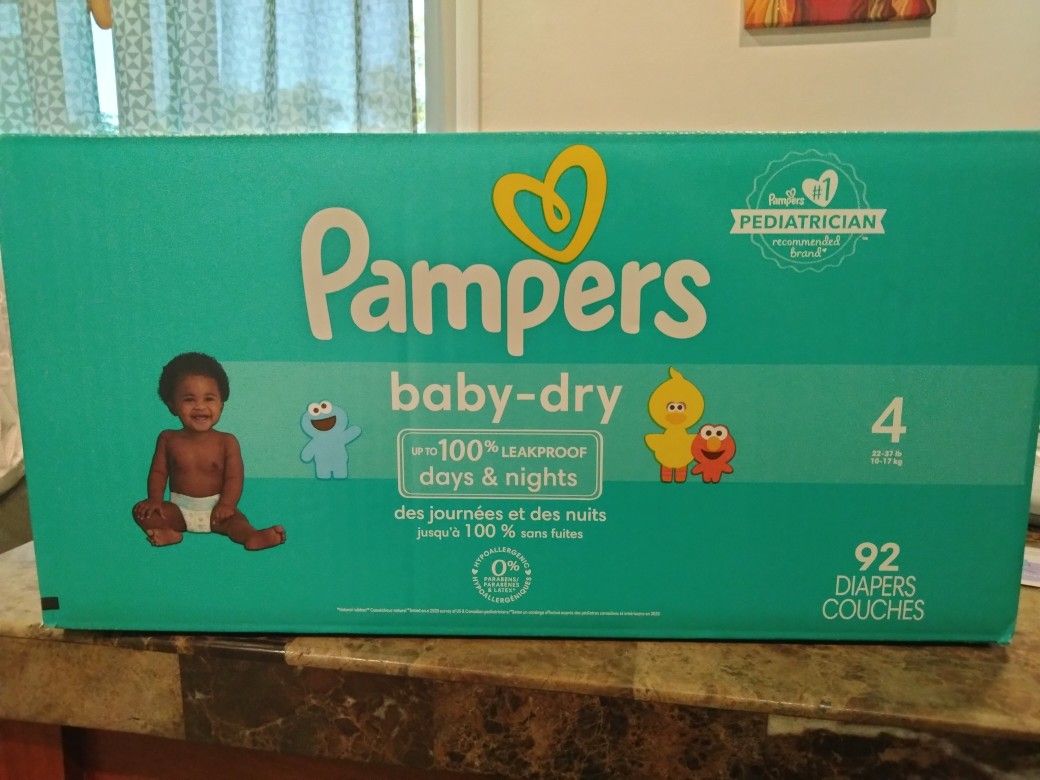Pampers Diapers - Baby Dry - Size 4, 92 Count, Absorbent Disposable Infant Diaper