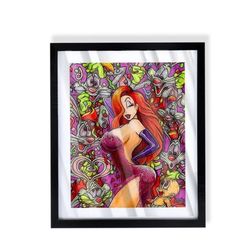 jessica rabbit art piece on black frame