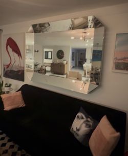 Large Art Deco Beveled Wall Mirror