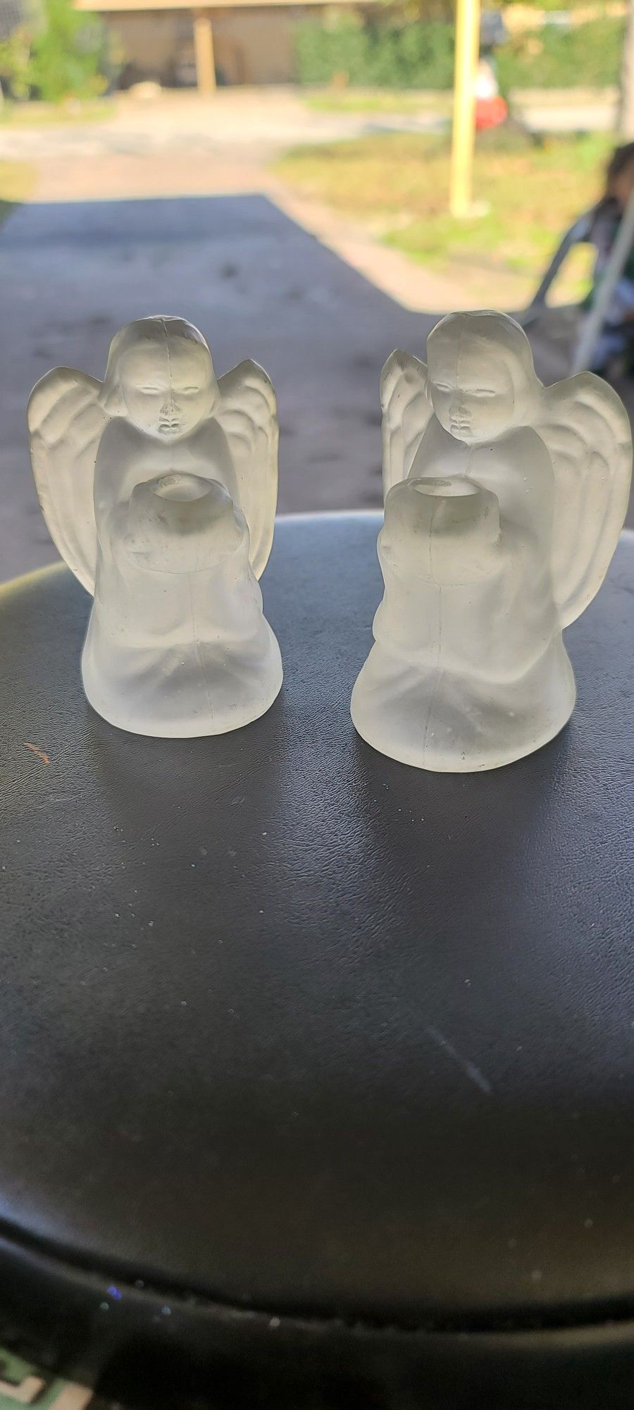 Glass Angel Candle Holder 