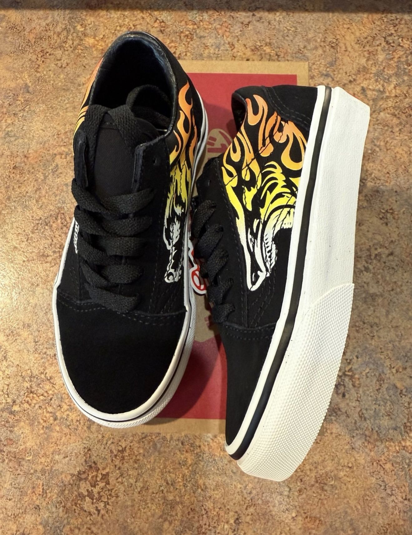 New Boys Vans Sz 11, 13, 2, 3 Shoes Flame