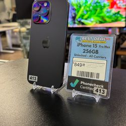 Excellent Condition: Unlocked iPhone 15 Pro Max - 256GB Black Titanium