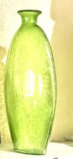 VINTAGE BEAUTIFUL AMICI BUBBLE ITALIAN ART GLASS VASE GREEN WITH MINT