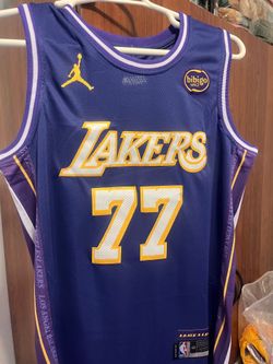 New Stitched Los Angeles Lakers Luka Doncic #77 Purple men’s Jersey