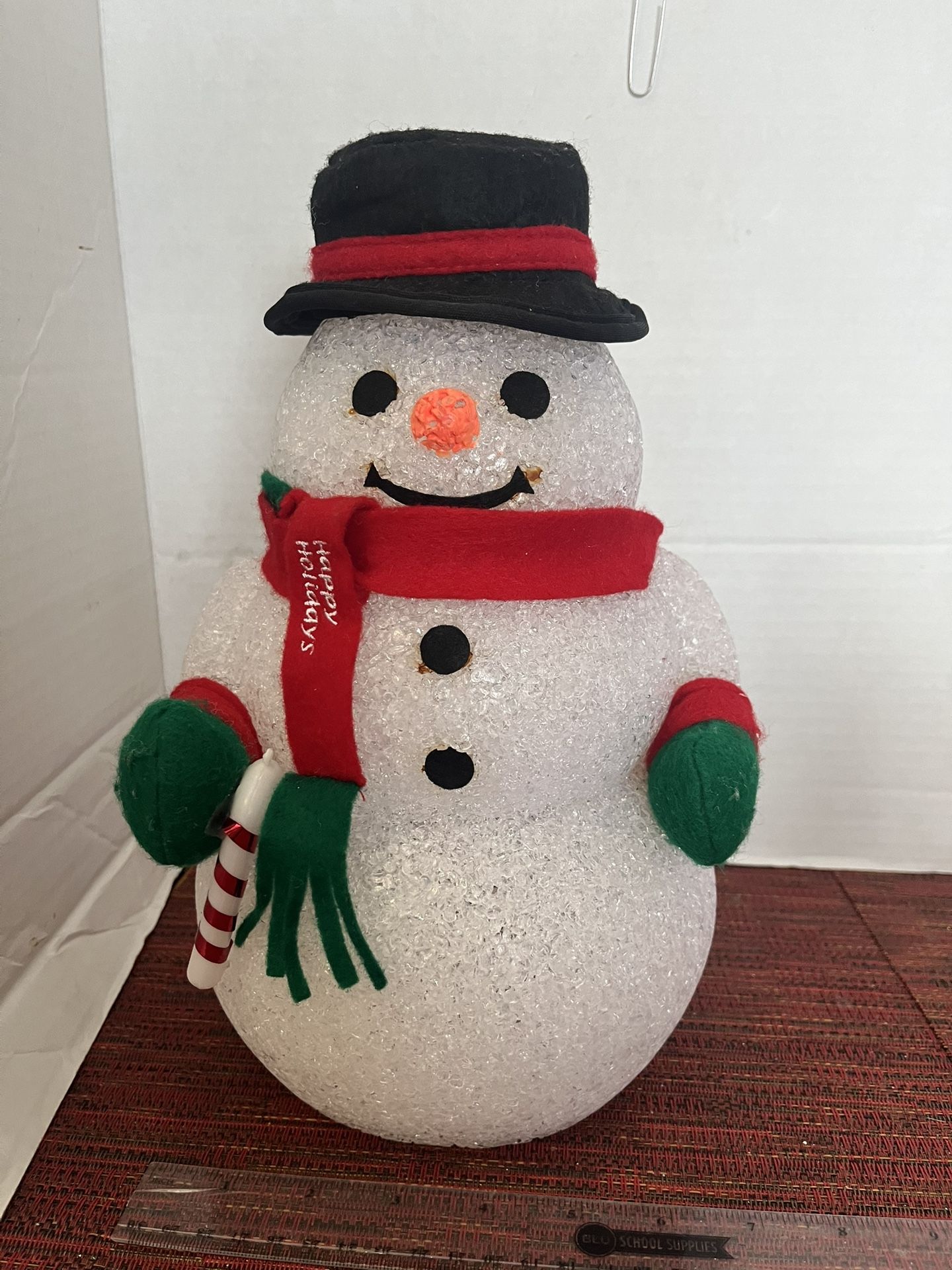 Vintage 12" Hollow Unlit Christmas Melted Popcorn Plastic Snowman