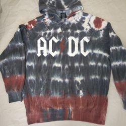 AC DC Authentic Tie-dye Pullover Hoodie, Size XL, Machine Washable.
