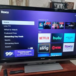 SHARP Aquos  TV 55 inches. TV is not a Smart  but it comes with a Roku stick ,,  so, you can use it like a Smart... Good Working Condition.  youtube, 