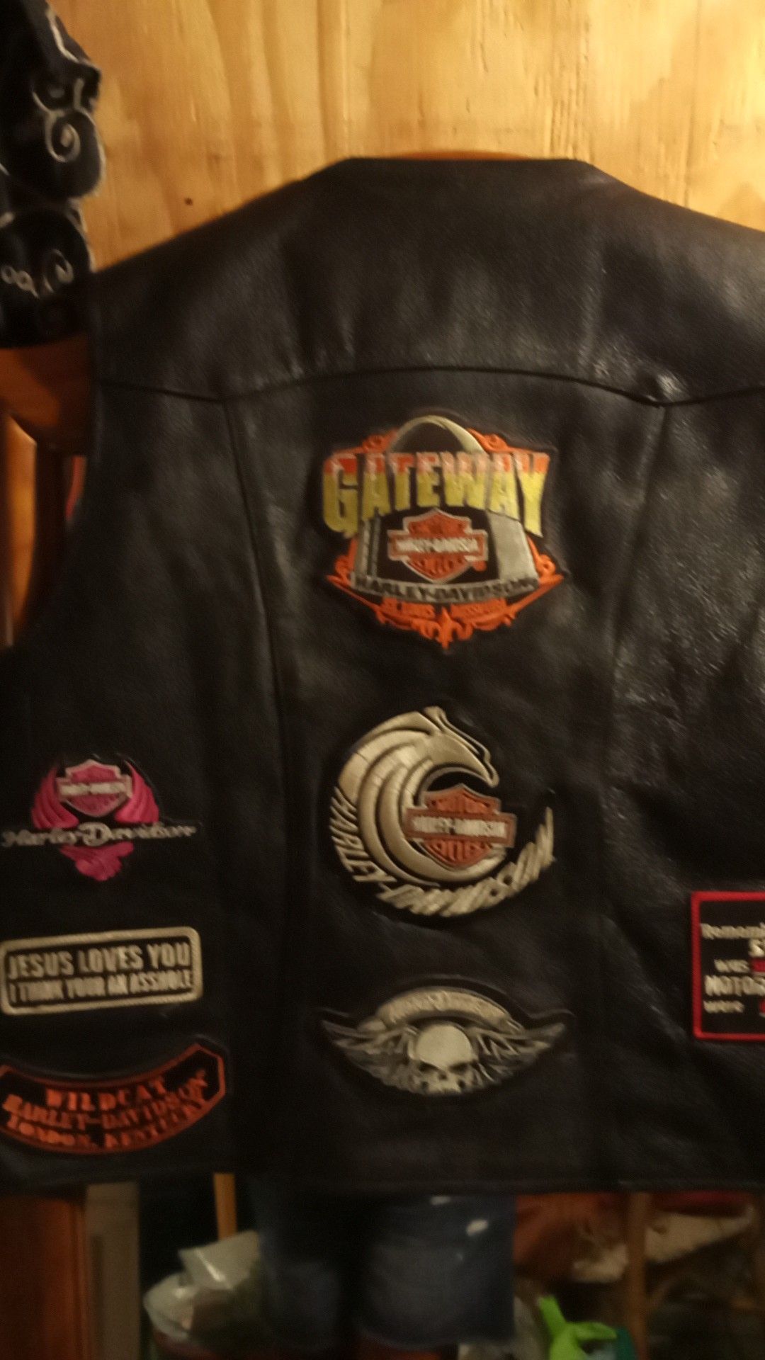 Women's leather motorcycle vest