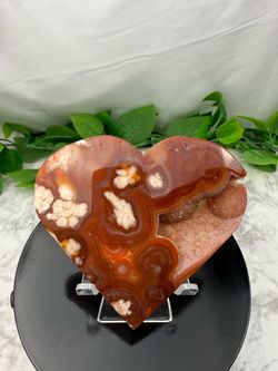 Crystal Carnelian Flower Agate Heart