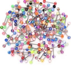 CrazyPiercing Wholesale 14g Tongue Rings Barbells Assorted Colors