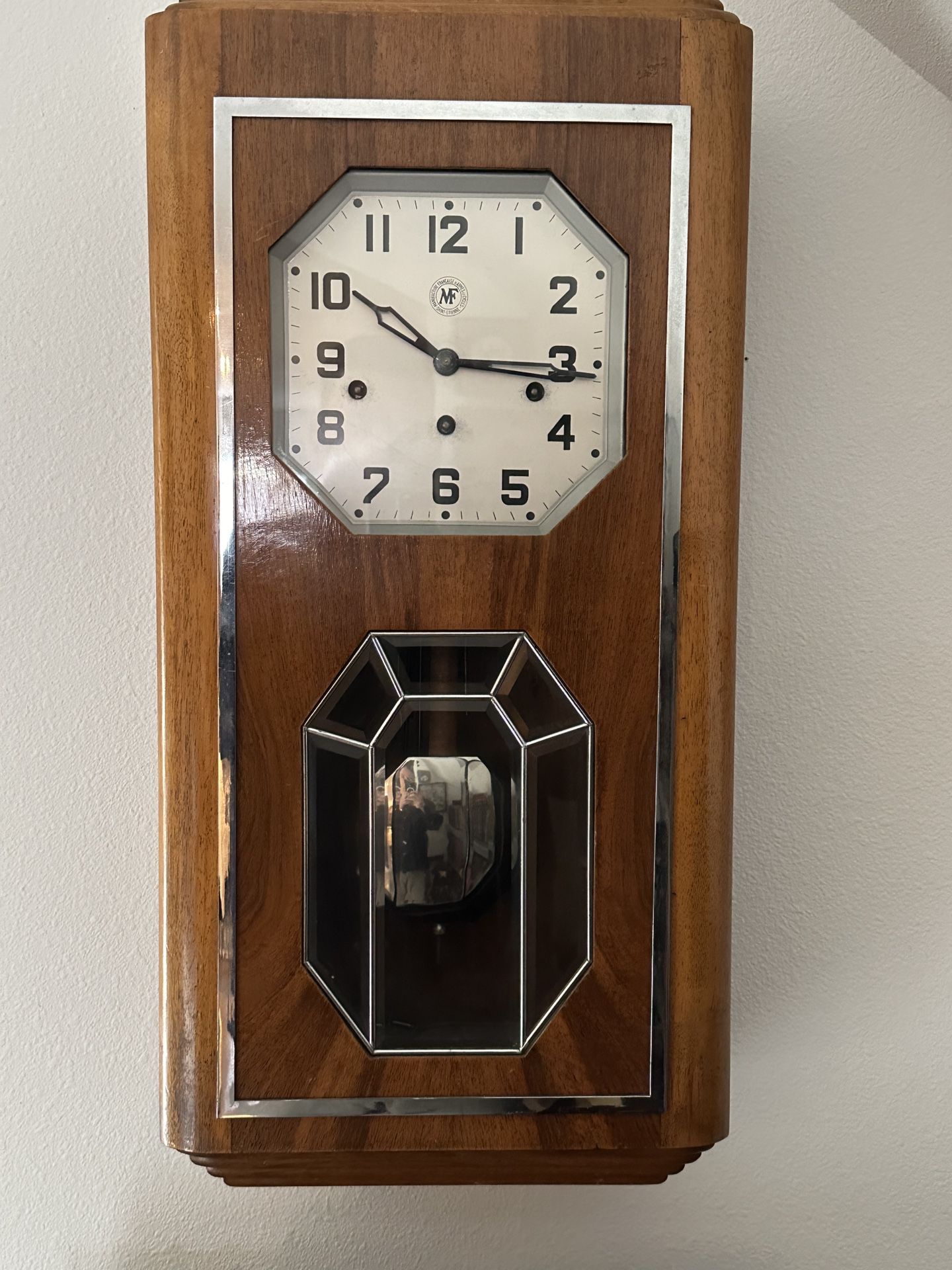 Rare 1936 French Art Deco Wall Clock w/ Chimes of Reynaldo Hahn