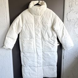 Women’s White Long Puffer Jacket Coat 