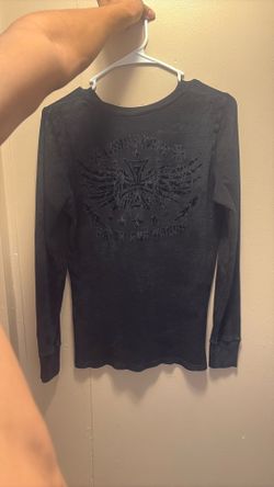 Archaic by Affliction Men's Cotton Graphic Long Sleeve Thermal Crewneck Shirt