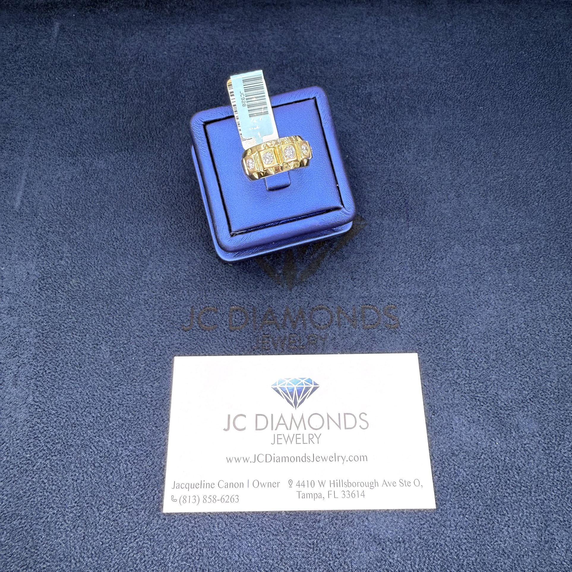 Ring Band 14k Gold Yellow Diamonds Real 