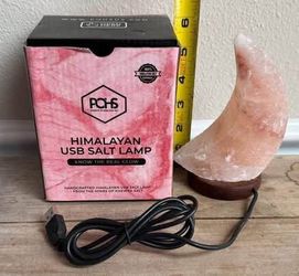 Himalayan Rock Salt Lamp Moon Light Changing Colors USB and Adapter in box just $10