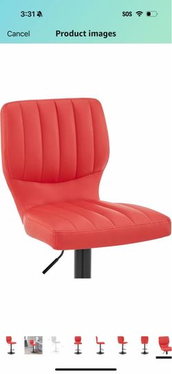 Set of (2) Armen Living Bardot Modern Adjustable Height Red Faux Leather Swivel Bar Stool for Kitchen Island Counter  26*