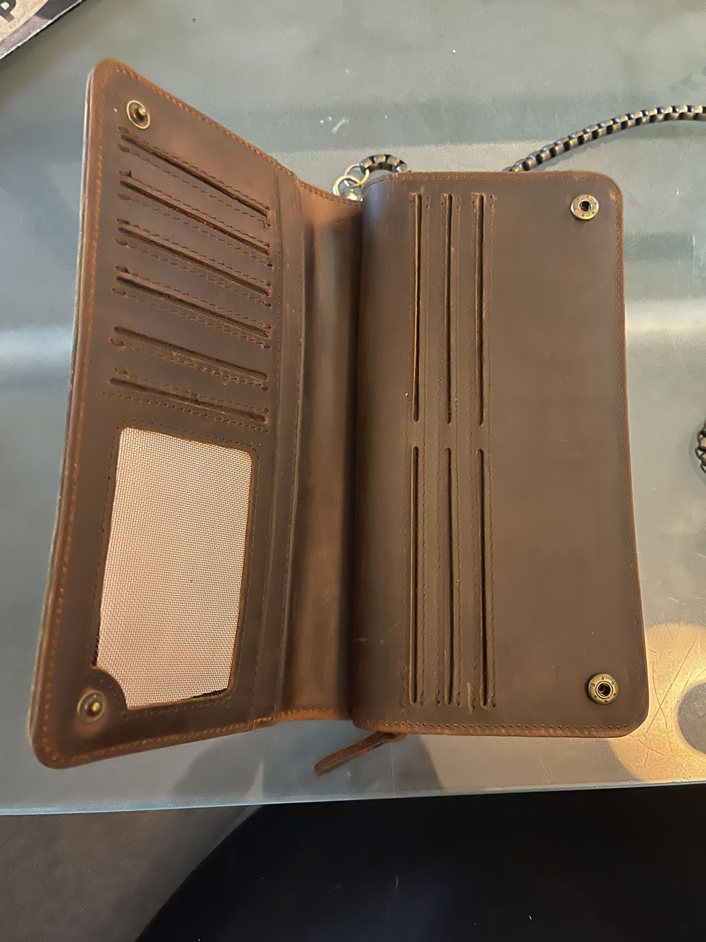 Leather Wallet With Chain New 