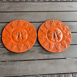 2  Beautiful Hanging Hand Painted Large Sun Wall...