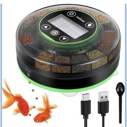 USB Rechargeable Auto Fish Food Dispenser with Timer,LCD Display