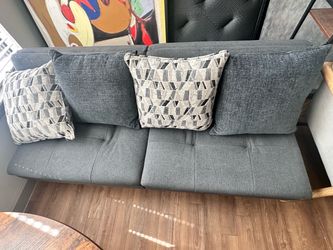 Modern Dark Grey Futon / Sleeper Sofa with Pillows