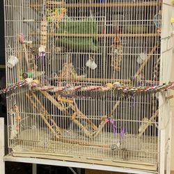 Bird Cage With Stand And Toys.