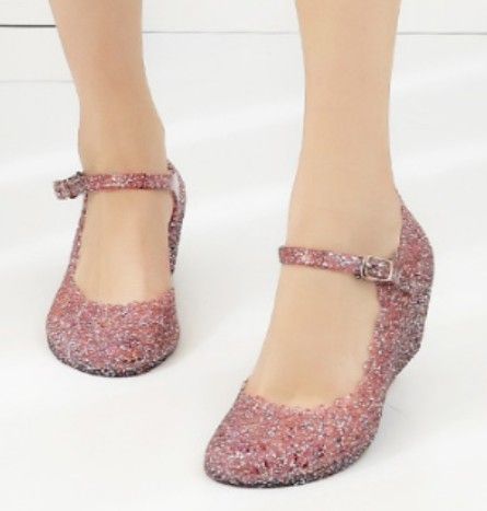 Jelly Sparkle Pink Wedge Sandals fits size 6-7 for $5