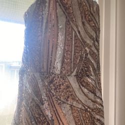 Champagne Sequined Prom Dress