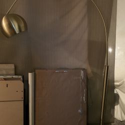 Mid century Gold Floor Lamp-  Marble Base