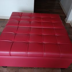 Leather Coffee Table Storage Ottoman 