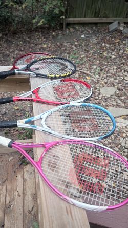 Lot of 4 Tennis Rackets Wilson and Titanium