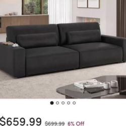 Sofa Brandiann 105.5"W Upholstered Black 4 seats Oversized Seats Couch