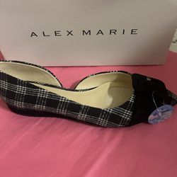 Alex Marie | Shoes | Black And White Pointy Tie Flats