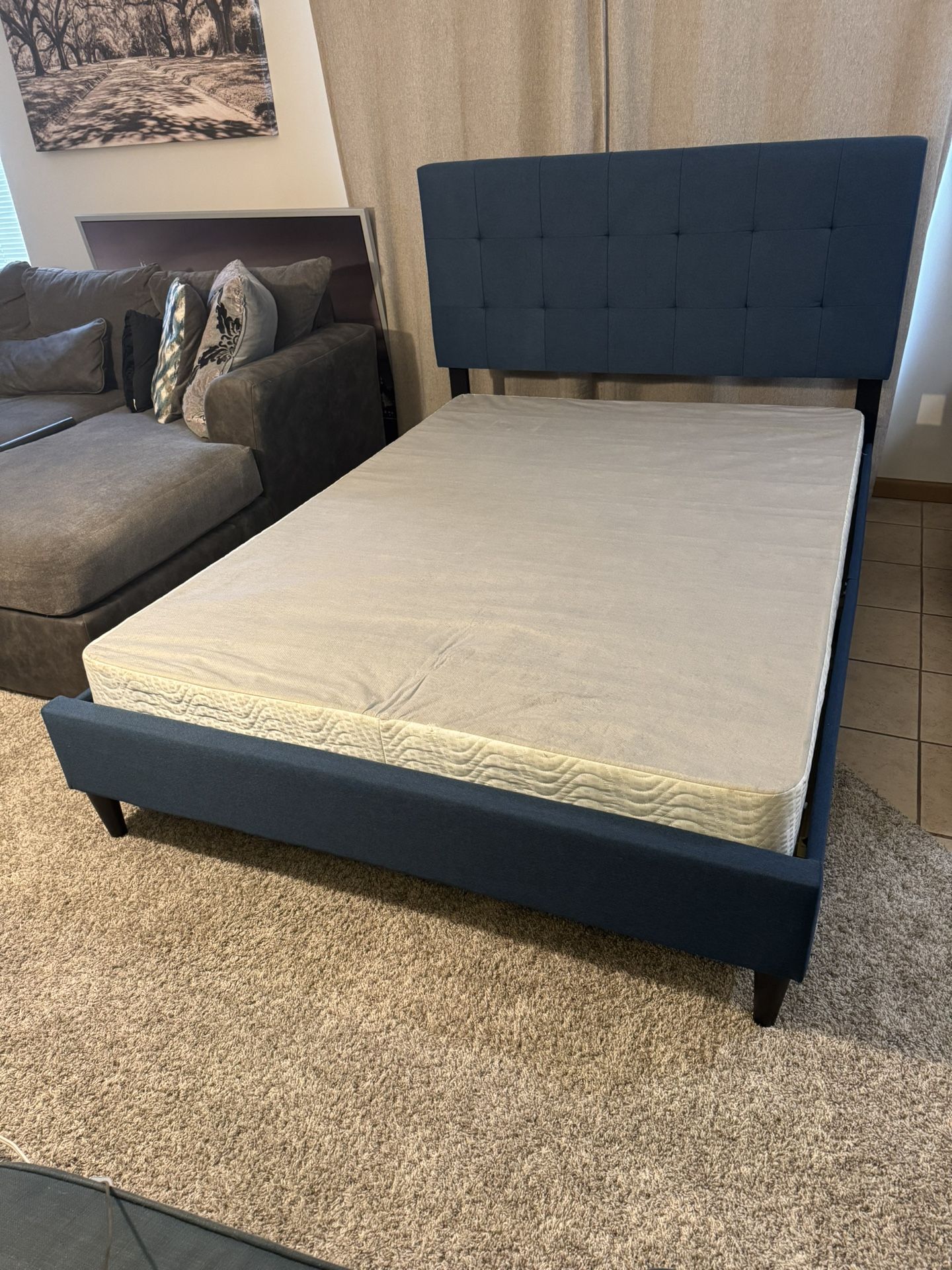 Upholstered Platform Bed Frame - Full Size