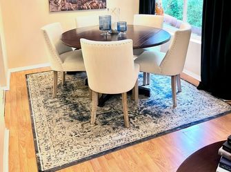 Six Dining Chairs & 7’ft Square Rug