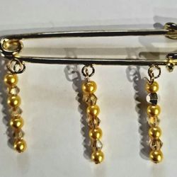DESIGNER CREATED BROOCH PIN  BUTTERGOLDEN BEAD ACCENT