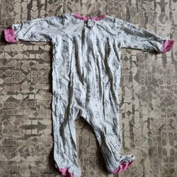 Gerber 6-9M 100% Cotton Pink Flower Fox Print Footie Pajamas