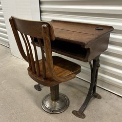 Antique Child's Classroom Chair and Desk