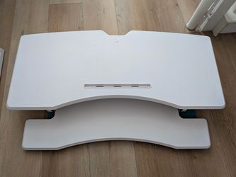White Sit-Stand Desk Converter Riser and Anti-Fatigue Mat