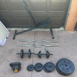 Long Dumbbells And Bench 