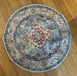 Boho Chic Vintage Round Rug - 80cm, Non-Slip Crystal Velvet, Machine Washable Polyester, Perfect For Living Room, Bedroom, And Sunrooms With Hardwood 