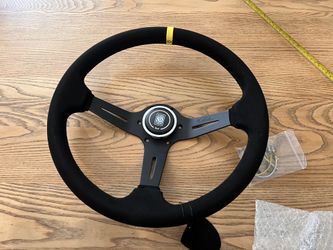 Nardi Suede 345mm Steering Wheel With Horn New 