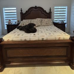 King Bed – Solid Wood Frame,  & Base Included
