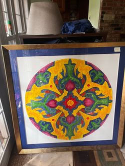 Large Framed Mandala Art Print 43x43