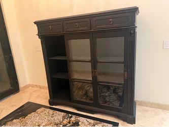 Wood Tuscan style display cabinet for sale