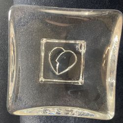 Square Glass Decorative Piece With Heart